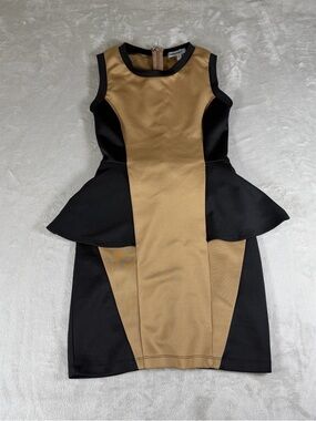 bailey blue Black and Tan Peplum Sheath Dress